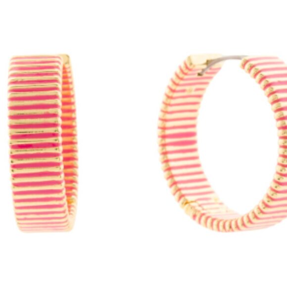Gorjana Jewelry - Gorjana Gold Plated Pink Catalina Enamel Hoop Earrings Hoops NWT